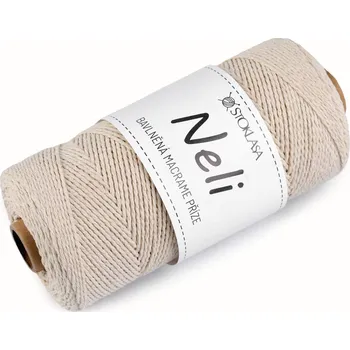 Příze Bavlněná příze macrame Neli Ø2 mm 240 g rozčesávací Varianta: režná světlá, Balení: 1 ks
