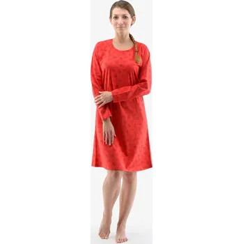 Dámská noční košile Košilka noční dámská dlouhý rukáv 19133P - červená martini - XL