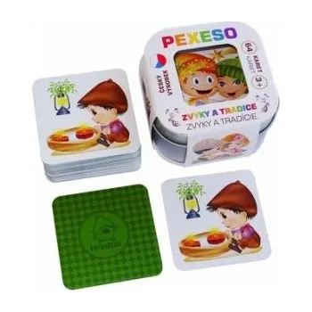 Pexeso Voděodolné pexeso Zvyky a tradice 64 karet v plechové krabičce 6x6x4cm Hmaťák