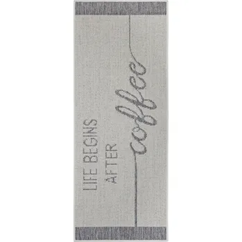 Koberec Hanse Home Běhoun Cucina Life Begins After Coffee 105628 Cream Grey Rozměry koberců: 62x150