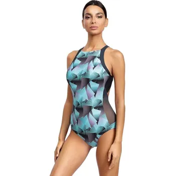 Dámské plavky Jednodílné plavky na sport Elen tyrkysovo-šedé - M