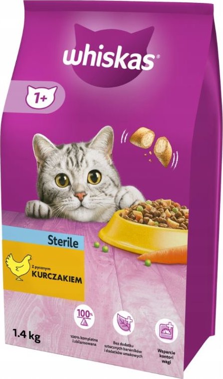 WHISKAS taška s KUŘECÍM 1,4 kg STERILE