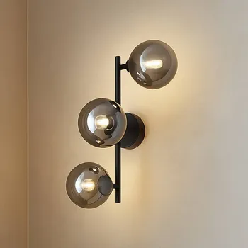 Lampička Lindby nástěnné světlo Orbelia, černé, 3 žárovky, sklo, G9 - Ø stínidlo na lampu 12 cm; nástěnný držák – Ø 10 cm, výška 2,5 cm černá, kouřově šedá 3 x 8 W LED - Doprava zdarma