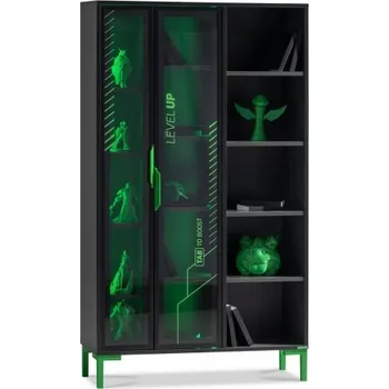 Knihovna Knihovna s LED osvětlením Diego - černá, zelená