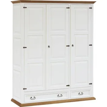 Komoda Třídvéřová šatní skříň z masivu SWEET HOME SAV23B1 Barevné provedení: Bílá - dub tmavý vosk