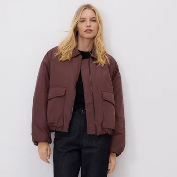 Dámský kabát Reserved - Oversize bomber bunda - mahagonová - YU228-93X - YU228-93X-S