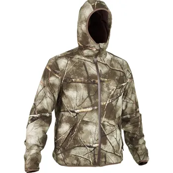 SOLOGNAC Lovecká bunda nehlučná nepromokavá 500 maskovací Treemetic M KAŠTANOVÁ|ZELENÁ