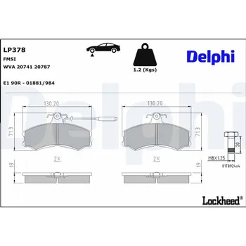 Brzdová destička DELPHI LP378 Sada brzdových destiček, kotoučová brzda (LP378)