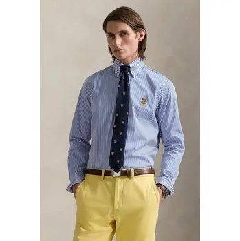 Pánská košile Košile Polo Ralph Lauren pánská, modrá barva, regular, s klasickým límcem, 710965413 50A, vel. M