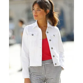 Dámská casual bunda Džínová bunda na knoflíky bílá 54