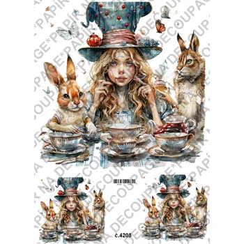 Umělecký papír Rýžový a soft papír na decoupage - Alenka v říši divů - KB04208 Materiál: Soft, Rozměr: A4