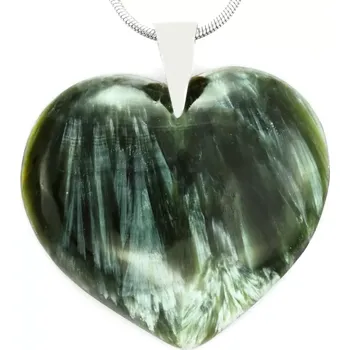 Přívěsek Originální přívěsek ze serafinitu QAA, srdce cca 33 x 36 mm, stříbro Ag 925/1000, RARITA, "andělské srdce" (SF5868P)