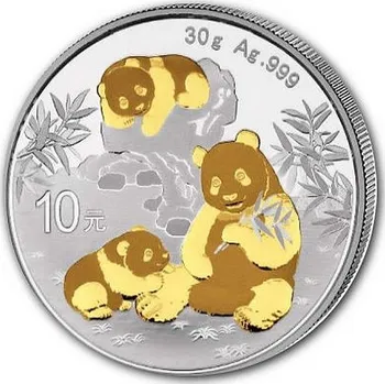PANDA 2025 pozlacená coin China (Chinese) Panda – 30g stříbrná mince