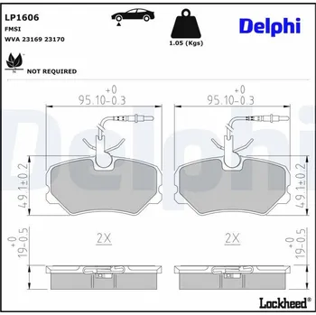 Brzdový systém DELPHI LP1606 Sada brzdových destiček, kotoučová brzda (LP1606)