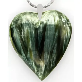 Přívěsek Originální přívěsek ze serafinitu QAA, srdce cca 36 x 31 mm, stříbro Ag 925/1000, RARITA, "andělské srdce II" (SF5687P)