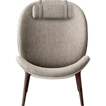 Křeslo Křeslo Vipp Lodge Lounge Vipp466 tmavý dub látka Soprano 03 Light Grey s opěrkou Vipp468 v látce Soprano 03 Light Grey