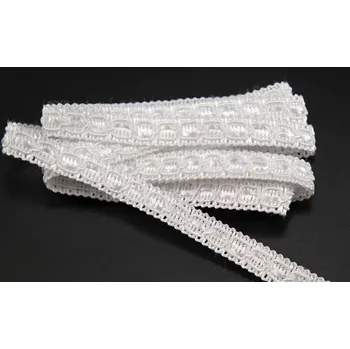 Galonový prýmek s lesklým zdobením - bílá - šíře 1cm