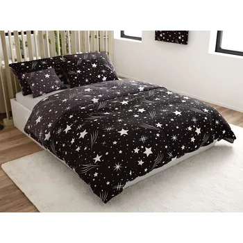 Povlečení Povlečení z mikrovlákna NOČNÍ OBLOHA černo-šedé Rozměr povlečení: 2 ks 70 x 90 cm | 200 x 220 cm, 140x200 / 70x90 cm, 140x220 / 70x90 cm, 200x220 + 2 polštáře 70x90 cm