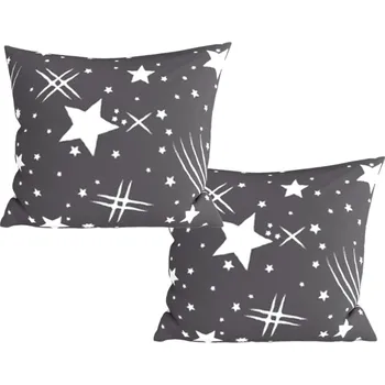Povlak na dekorativní polštářek Sada 2 ks dekoračních povlaků na polštář z mikrovlákna NOČNÍ OBLOHA 45x45 cm, šedá