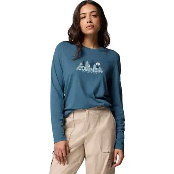 Dámské tričko Dámské tričko Columbia RUBY SPRINGS GRAPHIC LS TEE XL Tyrkysová, Bílá