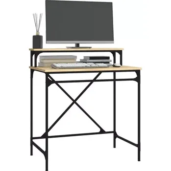 Psací stůl Pracovní, PC stůl, dřevo, kov, dub, černá, VERSAL NEW