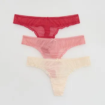 Kalhotky Reserved - Síťované tanga 3 ks - fuchsiová - 465EZ-43X - 465EZ-43X-XL