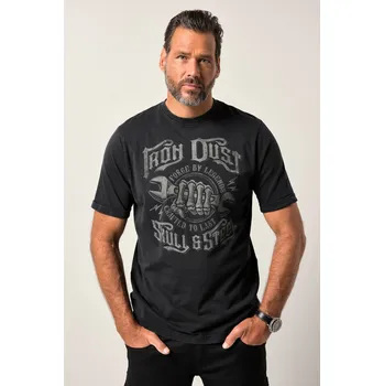 Pánské tričko JP1880, Plus size Tričko JP1880, kolekce pracovní módy, krátké rukávy, potisk na hrudi, vintage vzhled, do 8XL pro plnoštíhlé nadměrná velikost, 841229100-1456, černý, 7XL, Plus size oblečení, Oblečení pro vysoké muže, Nadměrné velikosti, Oblečení pro pln