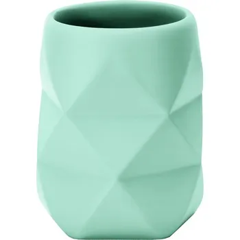 Držák na kartáček Kleine Wolke koupelnové doplňky Crackle - Opal green, kelímek