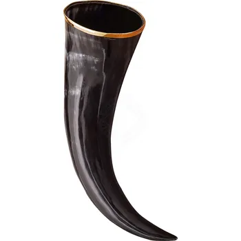 Lord of Battles Leštěný vikinský roh na pití s mosazným lemem