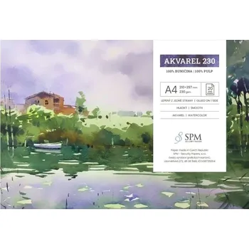 Akvarel - blok, 230g. / 20 listů A4 bílá 200-299 hladká akvarel do A4 Štětí
