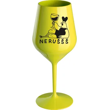 Sklenice NERUŠŠŠ - žlutá nerozbitná sklenice na víno 470 ml