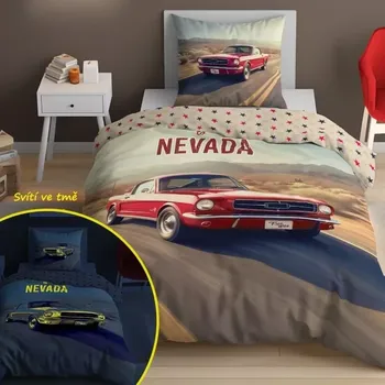 Povlečení Svítící povlečení MUSTANG – oboustranné, 100% bavlna 140×200 / 70×80 cm (NOVINKA 2025)