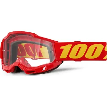 Motocyklové brýle ACCURI 2, 100% brýle Červené, čiré plexi