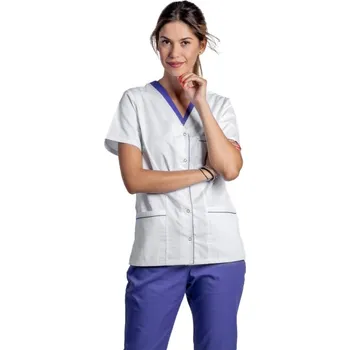 Zdravotnický oděv Bílá zdravotnická halenka - fialový lem - dámská |drinuniforma.cz
