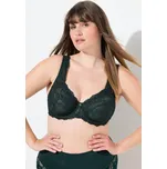 Ulla Popken, Plus size Podprsenka s kosticemi, krajka, široká ramínka, košíčky B-F pro plnoštíhlé nadměrná velikost, 822855137-1103, zelený, 100E, Nadměrné velikosti, Plus size oblečení, Oblečení pro boubelky, Oblečení pro baculky, Oblečení pro plnoštíhlé