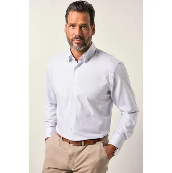 Pánská košile JP1880, Plus size Pruhovaná košile Business JP1880, dlouhé rukávy, EasyCare, Kent límeček, Modern střih, do 8XL pro plnoštíhlé nadměrná velikost, 840575200-1457, bílý, L, Plus size oblečení, Oblečení pro vysoké muže, Nadměrné velikosti, Oblečení pro plnoš