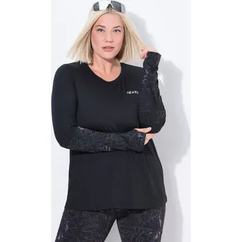 Dámské tričko Ulla Popken, Plus size Funkční tričko, Classic, kulatý výstřih, dlouhé rukávy, recyklovaný materiál pro plnoštíhlé nadměrná velikost, 841464100-1130, černý, 50/52, Nadměrné velikosti, Plus size oblečení, Oblečení pro boubelky, Oblečení pro baculky, Obleče