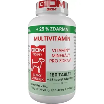 Giom S Multivitamín pes, kočka 180 tbl + 25 % zdarma