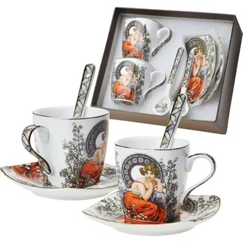 Home elements 2 x šálek 90ml s podšálkem a lžičkou Alfons Mucha