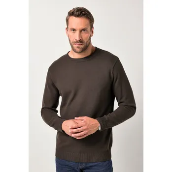 Dámský svetr JP-Aware, Plus size Svetr JP AWARE, recyklovaný materiál, strukturovaný úplet, do 7XL pro plnoštíhlé nadměrná velikost, 843119117-1459, hnědý, XL, Plus size oblečení, Oblečení pro vysoké muže, Nadměrné velikosti, Oblečení pro plnoštíhlé.