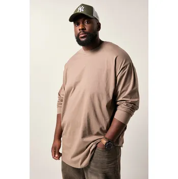 Pánské tričko STHUGE, Plus size Tričko STHUGE, Basic, dlouhé rukávy, oversize, do 8XL pro plnoštíhlé nadměrná velikost, 831742330-1455, hnědý, 6XL, Plus size oblečení, Oblečení pro vysoké muže, Nadměrné velikosti, Oblečení pro plnoštíhlé.