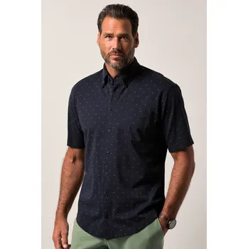 Pánská košile JP1880, Plus size Žerzejová košile JP1880, krátké rukávy, límeček s knoflíky, drobný vzor, Modern střih, do 8XL pro plnoštíhlé nadměrná velikost, 840555130-1907, modrý, 8XL, Plus size oblečení, Oblečení pro vysoké muže, Nadměrné velikosti, Oblečení pro pl