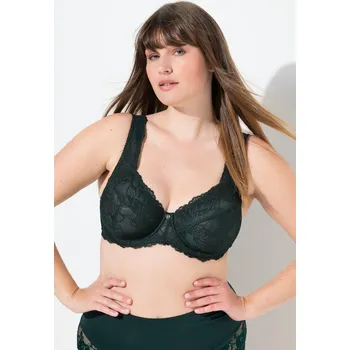 Podprsenka Ulla Popken, Plus size Podprsenka s kosticemi, krajka, široká ramínka, košíčky B-F pro plnoštíhlé nadměrná velikost, 822855137-1084, zelený, 105C, Nadměrné velikosti, Plus size oblečení, Oblečení pro boubelky, Oblečení pro baculky, Oblečení pro plnoštíhlé