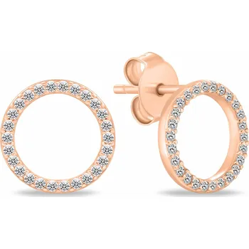 Módní doplněk Brilio Silver Nadčasové bronzové náušnice kruhy se zirkony EA1072R + 2 měsíce na vrácení zboží
