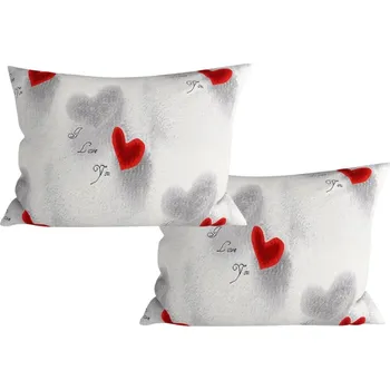 Povlak na dekorativní polštářek Sada 2 ks dekoračních povlaků na polštář z mikrovlákna HEARTIZIA 50x70 cm, světle šedá
