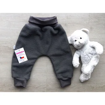 AMÁLKA Zateplené fleecové kalhoty, tmavě šedé Velikost: 92