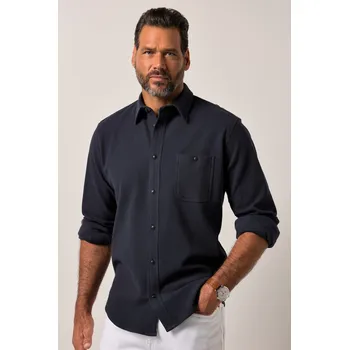 Pánská košile JP1880, Plus size Piké košile JP1880, dlouhé rukávy, Kent límeček, Modern střih, do 8XL pro plnoštíhlé nadměrná velikost, 840579130-1452, modrý, 3XL, Plus size oblečení, Oblečení pro vysoké muže, Nadměrné velikosti, Oblečení pro plnoštíhlé.