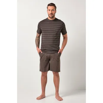 Pánské pyžamo JP1880, Plus size Pyžamo JP1880, kolekce domácího oblečení, dvojdílné, pruhy, do 8XL pro plnoštíhlé nadměrná velikost, 842379110-1456, hnědý, 7XL, Plus size oblečení, Oblečení pro vysoké muže, Nadměrné velikosti, Oblečení pro plnoštíhlé.