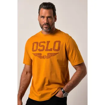 Pánské tričko JP1880, Plus size Tričko JP1880, krátké rukávy, potisk na hrudi, do 8XL pro plnoštíhlé nadměrná velikost, 840251679-1907, hnědý, 8XL, Plus size oblečení, Oblečení pro vysoké muže, Nadměrné velikosti, Oblečení pro plnoštíhlé.