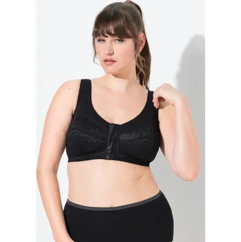 Podprsenka Ulla Popken, Plus size Odlehčující podprsenka, přední zapínání, bez kostic, košíčky C-F pro plnoštíhlé nadměrná velikost, 810232100-1106, černý, 115E, Nadměrné velikosti, Plus size oblečení, Oblečení pro boubelky, Oblečení pro baculky, Oblečení pro plnošt